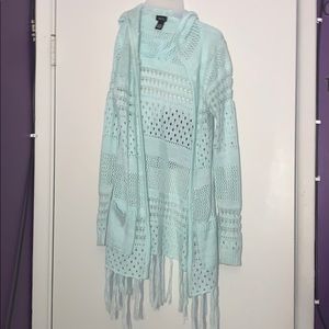 Mint Green Hooded Cardigan